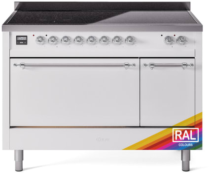 Ilve Nostalgie II Collection UPI486QNMPRAC - 48 Inch Solid Door Freestanding Induction Range in Chrome Trim with 6 Elements