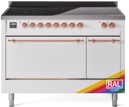 Ilve Nostalgie II Collection UPI486QNMPRAP - 48 Inch Solid Door Freestanding Induction Range in Copper Trim with 6 Elements
