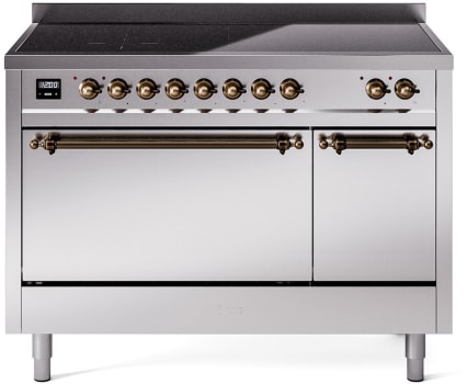 Ilve Nostalgie II Collection UPI486QNMPSSB - 48 Inch Solid Door Freestanding Induction Range in Bronze Trim with 6 Elements