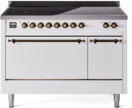 Ilve Nostalgie II Collection UPI486QNMPWHB - 48 Inch Solid Door Freestanding Induction Range in Bronze Trim with 6 Elements