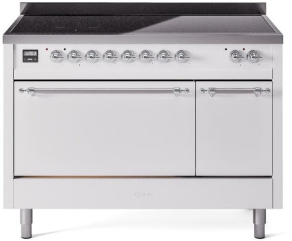 Ilve Nostalgie II Collection UPI486QNMPWHC - 48 Inch Solid Door Freestanding Induction Range in Chrome Trim with 6 Elements