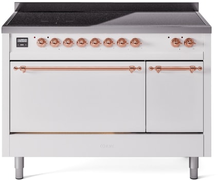 Ilve Nostalgie II Collection UPI486QNMPWHP - 48 Inch Solid Door Freestanding Induction Range in Copper Trim with 6 Elements