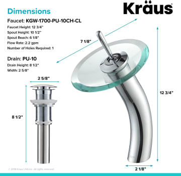 Kraus KGW1700PU10CHCL Single Lever Waterfall Vessel Faucet with Chrome ...
