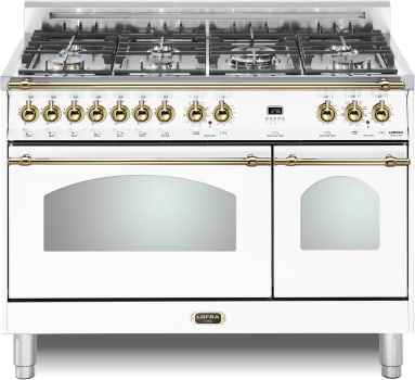 LOFRA Dolcevita RWOD48MMG700 - Dolcevita 48 Inch White Duel-Fuel Range with Brass Trim