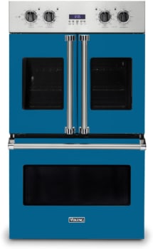Viking Vdof7301ab 30 Inch Double Convection Electric Wall Oven With 9 4 Cu Ft Total Capacity Vari Speed Dual Flow Convection Steam Self Clean Two Element Bake Convection Defrost Proof Truconvec Convection And Sabbath Mode Alluvial Blue