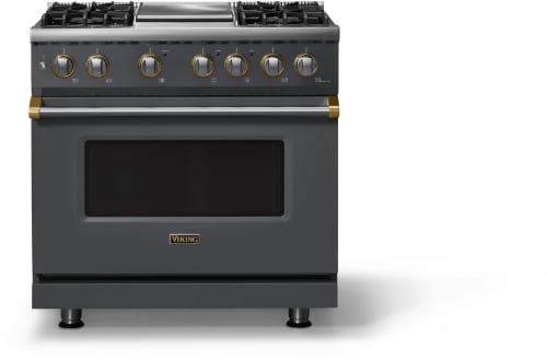 Viking 5 Series VDR53644GCSBBLP - 36"W. Dual Fuel Range; Four Burners with Griddle