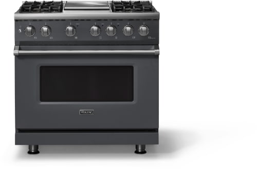 Viking 5 Series VDR53644GCSLP - 36"W. Dual Fuel Range; Four Burners with Griddle
