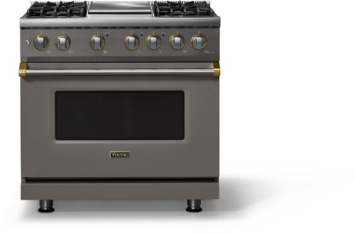 Viking 5 Series VDR53644GDGBB - 36"W. Dual Fuel Range; Four Burners with Griddle
