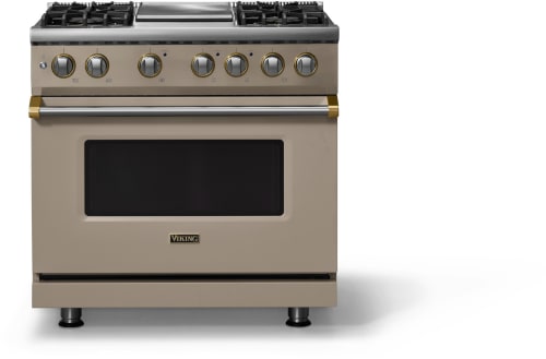 Viking 5 Series VDR53644GNABB - 36"W. Dual Fuel Range; Four Burners with Griddle