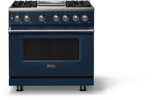 Viking 5 Series VDR53644GSB - 36"W. Dual Fuel Range; Four Burners with Griddle