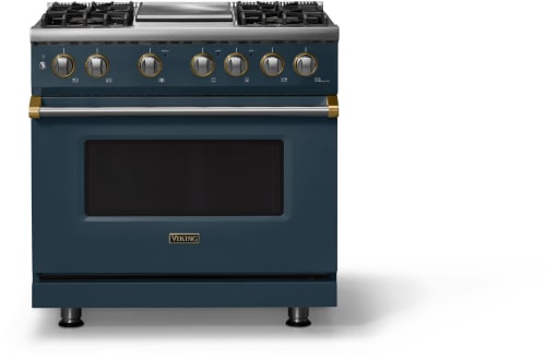 Viking 5 Series VDR53644GSQBBLP - 36"W. Dual Fuel Range; Four Burners with Griddle