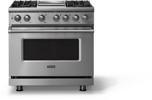 Viking 5 Series VDR53644GSS - 36"W. Dual Fuel Range; Four Burners with Griddle