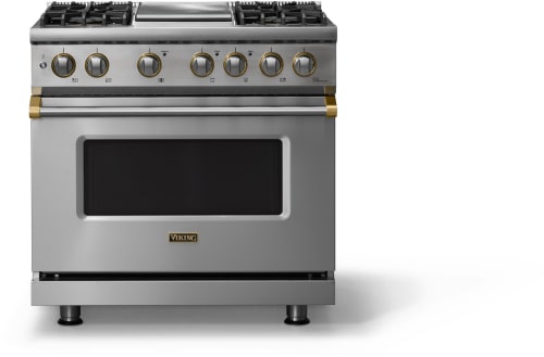 Viking 5 Series VDR53644GSSBB - 36"W. Dual Fuel Range; Four Burners with Griddle