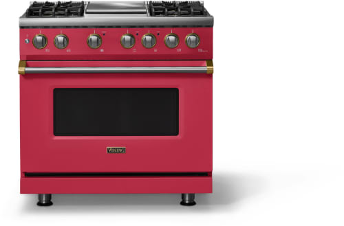 Viking 5 Series VDR53644GVABB - 36"W. Dual Fuel Range; Four Burners with Griddle