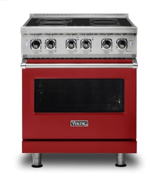 Viking Ver5304bar 30 Inch Electric Freestanding Range With Vari Speed Dual Flow Convection Quickcook Surface Elements And Rapid Ready Preheat System Apple Red