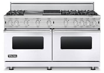 Viking Vgcc5606gqwhlp 60 Inch Pro Style Gas Range With 6 Vsh Pro Sealed Burners 18 500 Btu Trupower Plus Burner Varisimmers Proflow Convection Ovens Manual Clean Star K Certified 12 Inch Griddle And 12 Inch