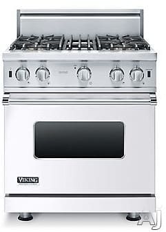 Viking Vgic53014bwh 30 Inch Pro Style Gas Range With Proflow Convection Varisimmer Surespark Gourmet Glo Broiler 6 Rack Positions 4 Open Elements Star K Certified Oven Lights Removable Door And 4 0 Cu Ft Oven Capacity