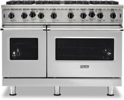 Viking 5 Series VGIC54828BSSLP - 48 Inch Freestanding Gas Range with 8 Open Burners in Front View
