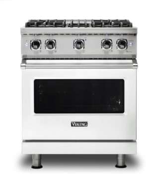 Viking Vgr5304bfw 30 Inch Freestanding Professional Gas Range With 4 Sealed Burners 4 0 Cu Ft Capacity Continuous Grates Vsh Pro Sealed Burner System Proflow Convection Baffle And Trupowerplus Burner Frost White Ng