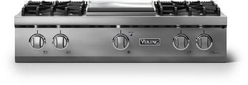 Viking 5 Series VRT53644GSSLP - 36 Inch Gas Rangetop with 4 Sealed Burners, 12" Integrated Griddle