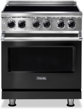 Viking 5 Series VIR53024BCSBB - 30 Inch Freestanding Induction Range with 4 Elements in Front View