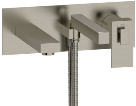 Rohl Kubik TUS21BN - Kubik Wall Mount Tub Filler Trim with Hand Shower in Brushed Nickel