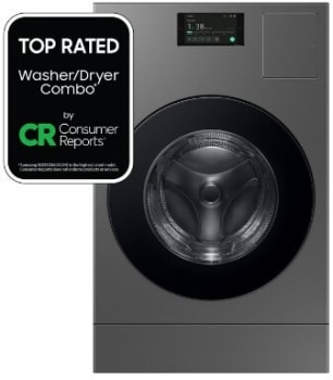 Samsung WD53DBA900HZ 27 Inch Smart Front Load Washer Dryer Combo with Ventless Heat Pump 5.3 cu ft Capacity AI Opti Wash Dry Flex Auto Dispense System Easy to Touch Screen Heat Pump