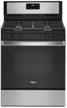 Whirlpool Wfg515s0js 30 Inch Freestanding Gas Range With Accubake Speedheat Burners Accusimmer Burner Self Cleaning 4 Sealed Burners 5 0 Cu Ft Capacity Hidden Bake Element Easyview Oven Window And Storage Drawer Stainless Steel