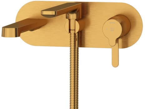 Rohl Nibi™ TNB21BG - Nibi™ Wall Mount Thermostatic / Pressure Balance Tub Filler Trim with Hand Shower in Brushed Gold
