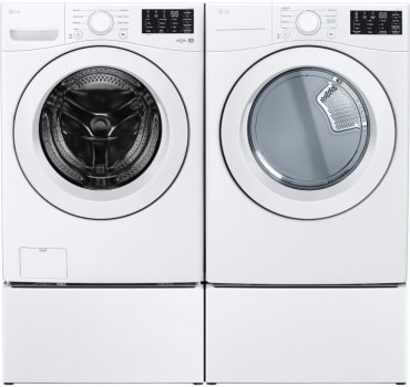 LG LGWADREW34702 - Washer with paired Dryer in White on Pedestals