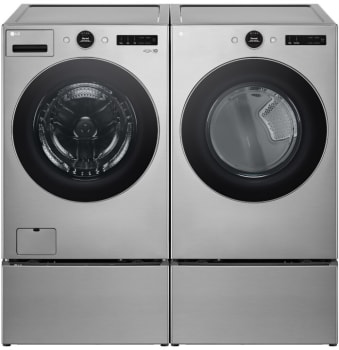 LG LGWADREV5502 - Washer with paired Dryer in Graphite Steel on Pedestals