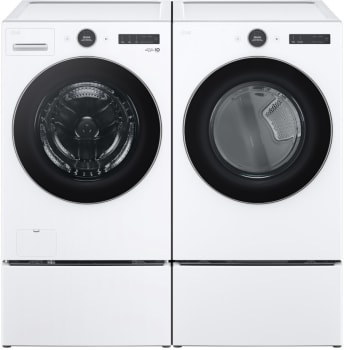 LG LGWADREW5502 - Washer with paired Dryer in White on Pedestals