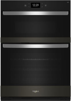 Whirlpool WOEC7030PV 30 Inch Combination Smart Wall Oven with 5.0 cu. ft. True Convection Oven Steam Clean Air Fry 1.4 cu. ft. Microwave 900 Watts Sensor Cook and Star K Black Stainless