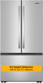Whirlpool Our largest refrigerator has the capacity to do it all with extra space, more ice and flexible organization to keep up with all your family needs. 31 cu. ft. WRFF3336SZ on Fridge.com