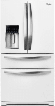 Whirlpool Wrx735sdbh 36 Inch 4 Door French Door Refrigerator With External Refrigerated Drawer Filtered Dispenser Measured Fill Adjustable Glass Shelving 24 7 Cu Ft Capacity Ada Compliant Design And Sabbath Mode White Ice