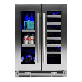 XO XOU24BWDDGS - 24 Inch French Door Beverage Center/Single Zone Wine Cellar Combo Unit