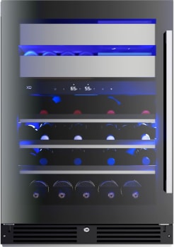 XO XOU24WWGBL - 24 Inch Undercounter Dual Zone Wine and Weed Preservation System with 30 Bottle Capacity in Front View