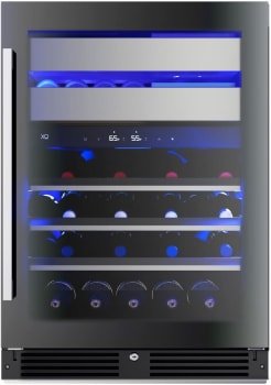 XO XOU24WWGBR - 24 Inch Undercounter Dual Zone Wine and Weed Preservation System with 30 Bottle Capacity in Front View