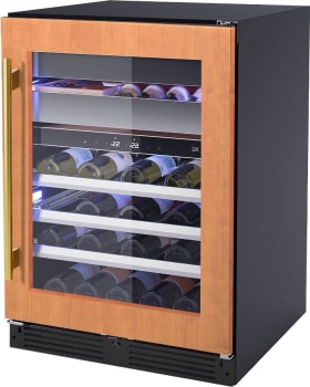 XO XOU24WWGOR - 24 Inch Undercounter Dual Zone Wine and Weed Preservation System with 30 Bottle Capacity in Angled View