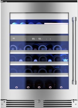 XO XOU24WWGSL - 24 Inch Undercounter Dual Zone Wine and Weed Preservation System with 30 Bottle Capacity in Front View