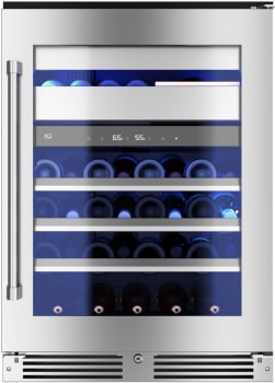 XO XOU24WWGSR - 24 Inch Undercounter Dual Zone Wine and Weed Preservation System with 30 Bottle Capacity in Front View