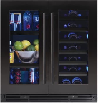 XO XOU30BWDDGBS - 30 Inch Undercounter Combo Beverage Center & Wine Cooler