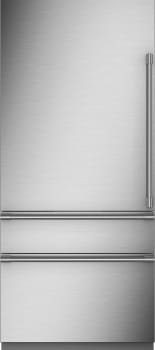 Monogram ZIC363IPVLH - 36 Inch Premium Fully Integrated Panel Ready Smart Bottom Freezer Refrigerator with 20.2 cu. ft. Total Capacity in Statement Handle Kit View