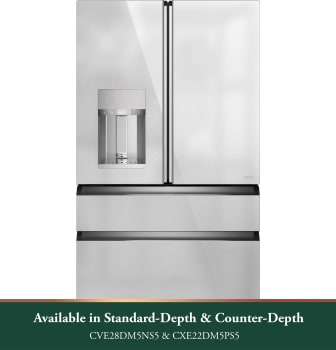 Cafe Modern Glass Collection CVE28DM5NS5 - 36 Inch Smart 4-Door French-Door Refrigerator