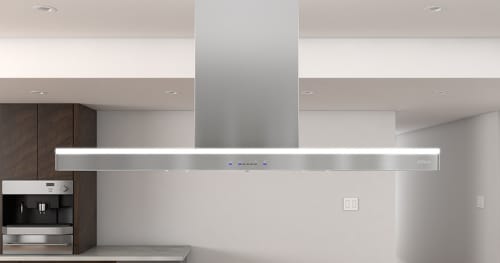 Zephyr ZLCM90BS 36 Inch Island Chimney Hood with BriteStrip