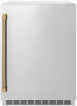 ZLINE RBSOZST24KG - ZLINE Autograph Edition 24 in. Touchstone 151 Can Beverage Fridge with Solid Stainless Steel Door and Polished Gold Helix Handle (RBSOZ-ST-24-KG) main image. 24 Inch Touchstone Beverage Center