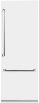 ZLINE RBIVWM30 - ZLINE 30 in. 16.1 cu. ft. Built-In 2-Door Bottom Freezer Refrigerator with Internal Water and Ice Dispenser in White Matte (RBIV-WM-30) 30 Inch Built-in Bottom Freezer Refrigerator