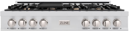 ZLINE RT48 - ZLINE 48 in. Classic Gas Rangetop with 8 Burners and Porcelain Cooktop in Stainless Steel (RT48) front. 48 in. Classic Gas Rangetop with 8 Burners and Porcelain Cooktop in Stainless Steel