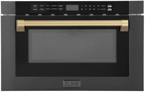 ZLINE MWDZ1BSHCB 24 Inch Built in Microwave Drawer with 1.2 cu. ft. Capacity 45 dBA Touch Screen Auto touch Open and Close Sensor Cooking Beverage Setting and ADA Compliant Champagne Bronze Accents