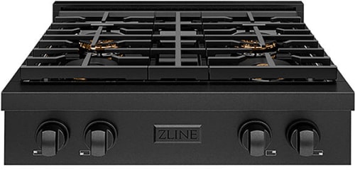 ZLINE Paramount PSRTB30 - ZLINE 30 in. Paramount Gas Rangetop with 4 Burner DuoPro Cooktop in Black Stainless Steel (PSRTB-30) front. 30 Inch Gas Rangetop with 4 Sealed Burners